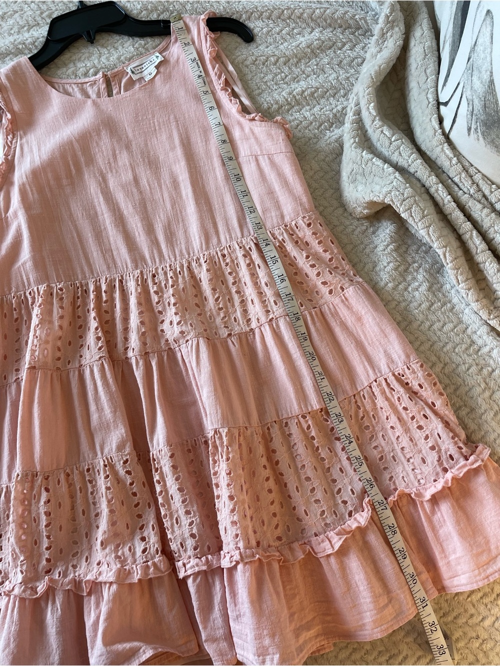 Women’s size M Loveriche Blush Pink Eyelet Tiered Sundress. - Picture 8 of 8